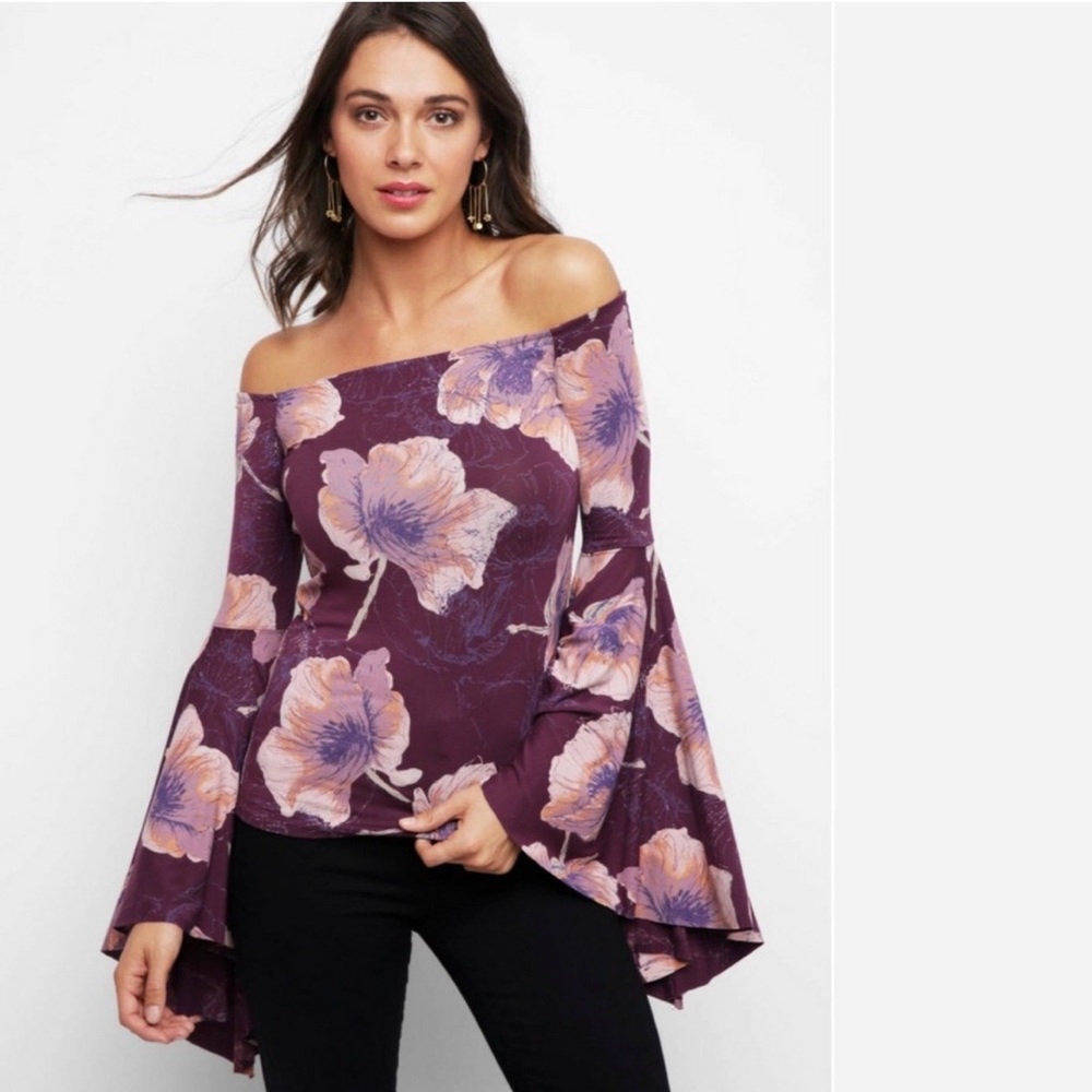 Free People Birds of Paradise Bell Sleeve Top M - Picture 2 of 8